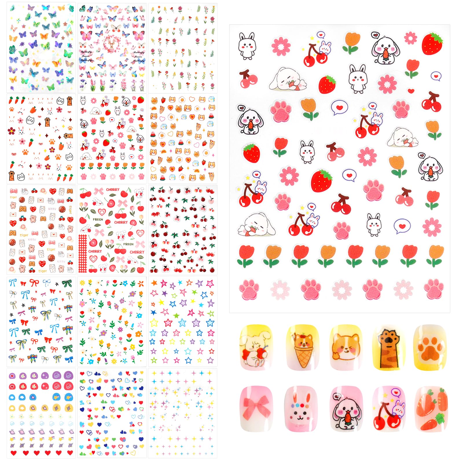 Allstarry pegatinas de uñas para niñas con dibujos divertidos para decorar uñas.