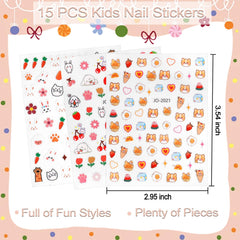 Allstarry pegatinas de uñas para niñas con corazones, ideal para manicuras rápidas.