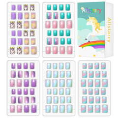 Allstarry uñas infantiles con unicornio púrpura, ideal para fiestas y juego seguro