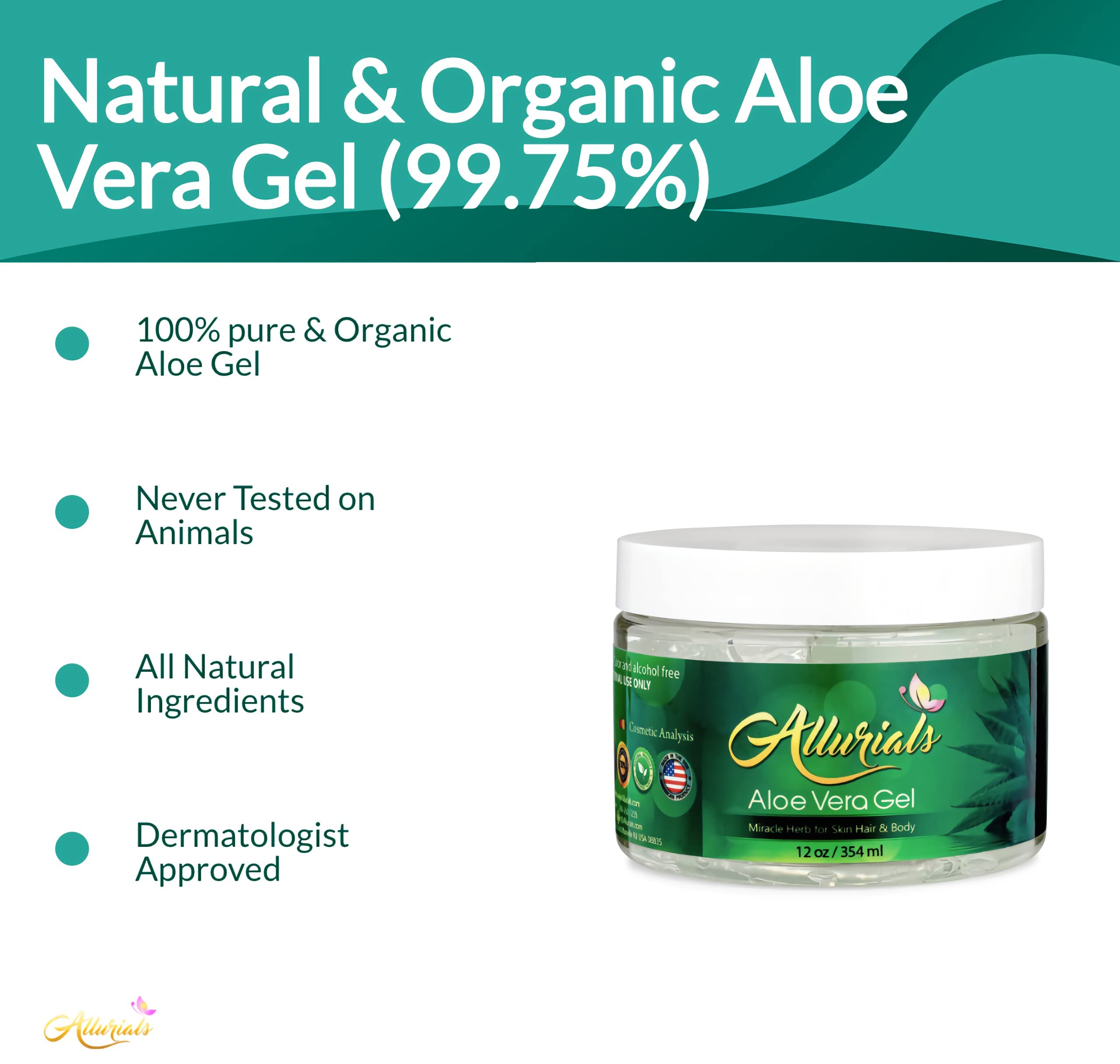 Allurials Aloe Vera Gel aplicado en piel para calmar irritación leve