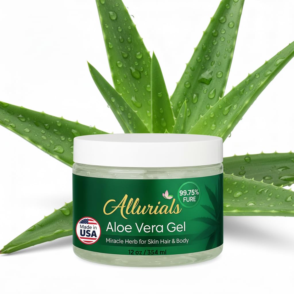 Allurials Aloe Vera Gel envase de 12 onzas para hidratación diaria