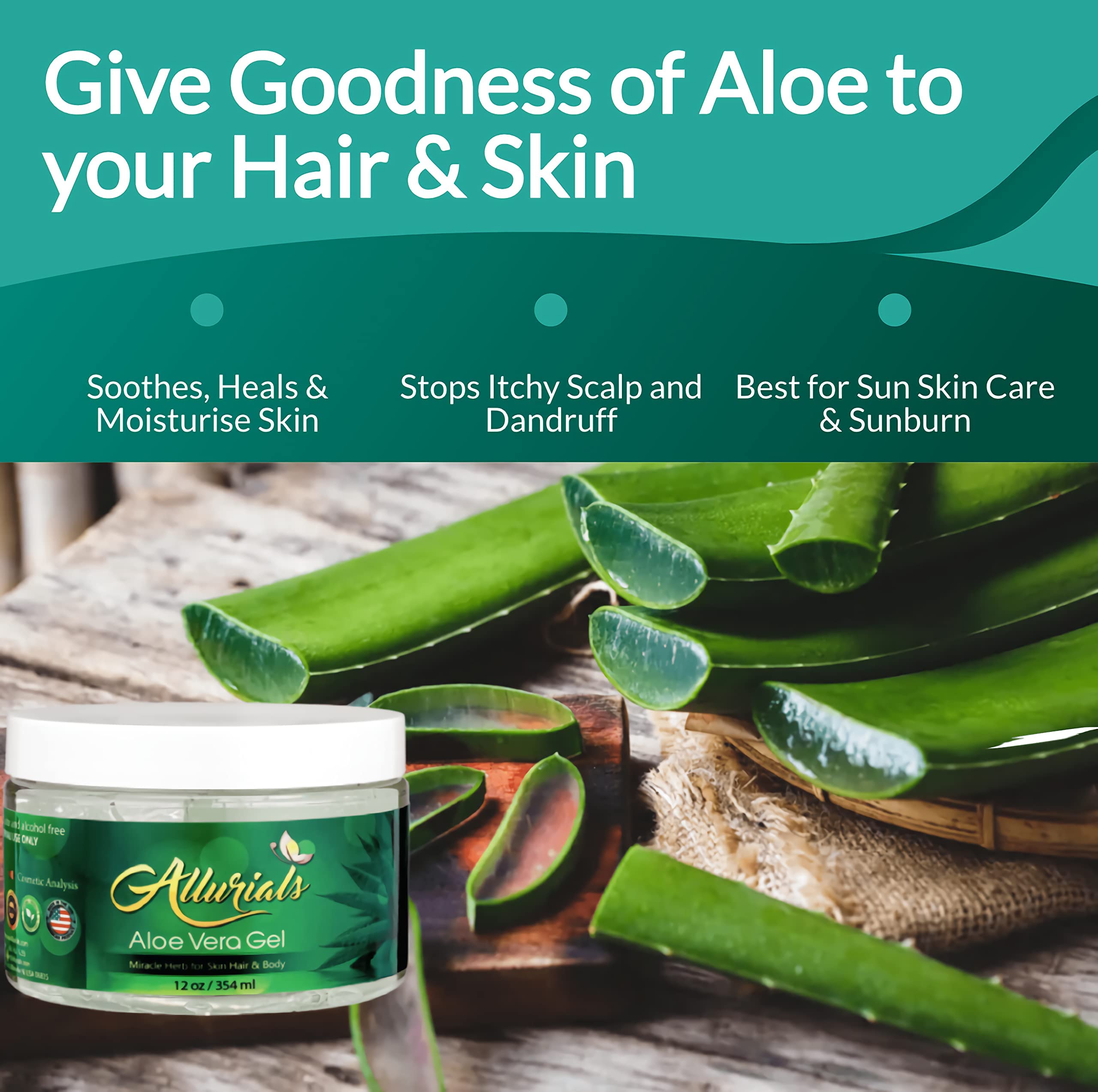 Allurials Aloe Vera Gel con ingredientes orgánicos y activos nutritivos