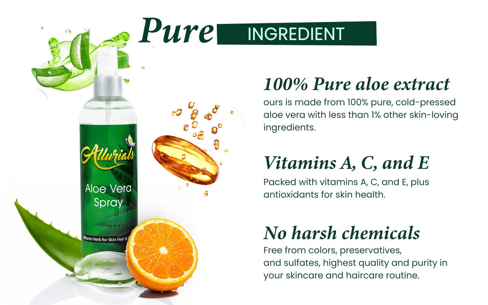 Allurials Aloe Vera Spray: bruma en piel, sensación fresca y calmante.