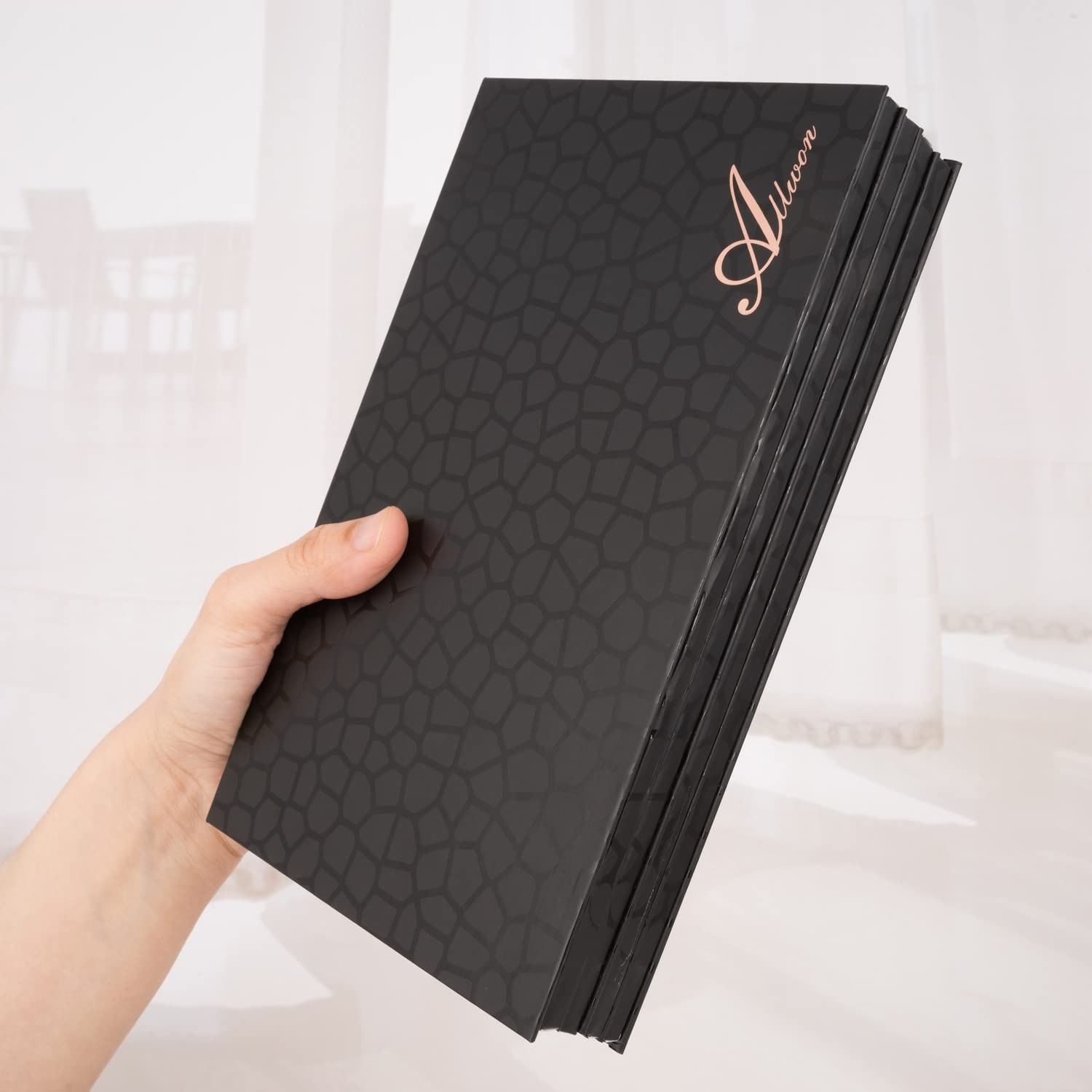 Allwon paleta maquillaje libro negro, base magnética para organización.
