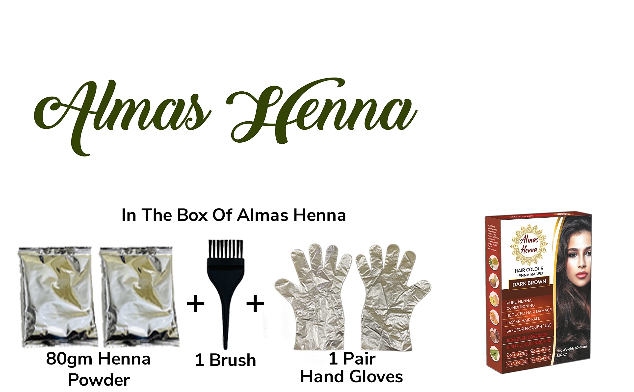 Almas Henna: kit de aplicación con guantes y brocha para una aplicación precisa