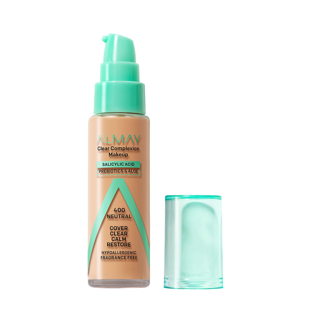 Almay Clear Complexion base en botella, cobertura media para piel sensible.