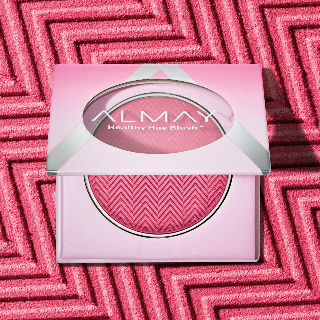 Almay Blush muestra muestra en mejilla rosa para color suave.