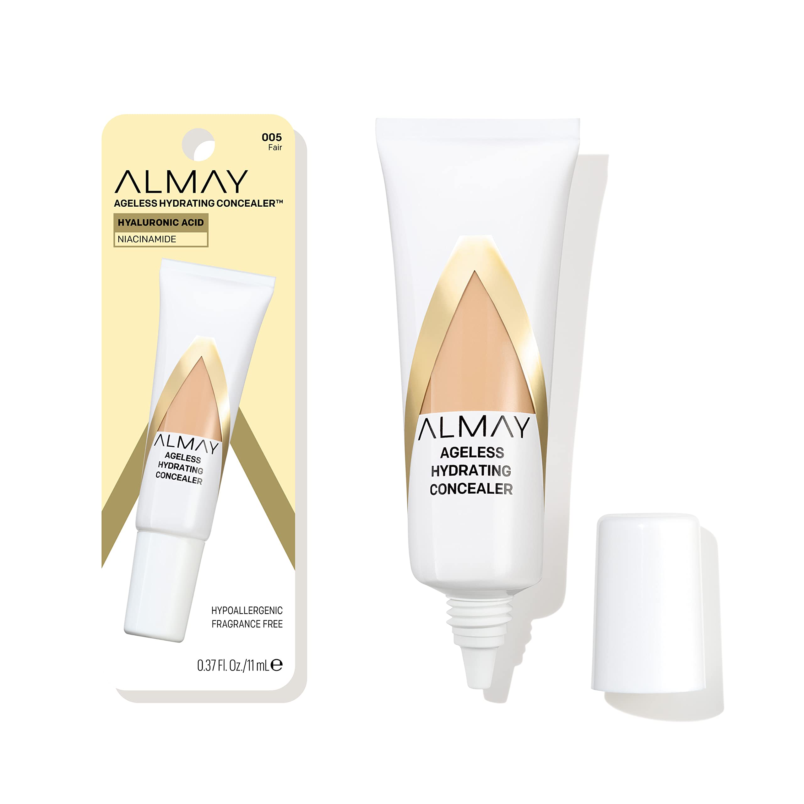 Almay Corrector antienvejecimiento con aplicación suave para tono uniforme.