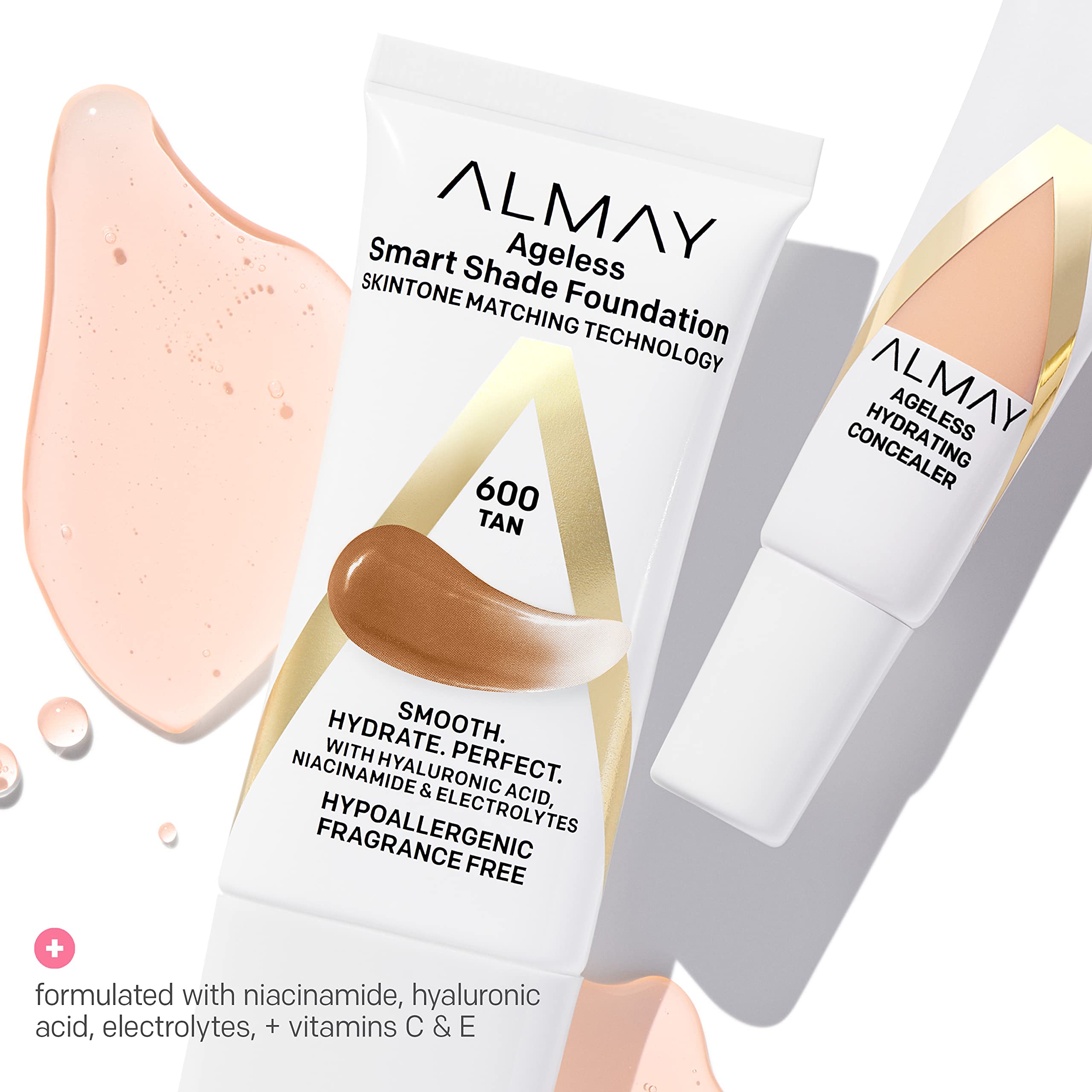 Almay Corrector con vitaminas C y E para brillo natural.