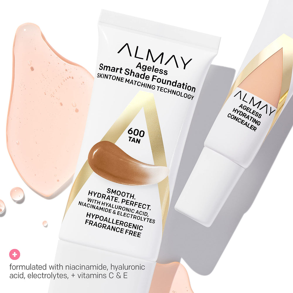 Almay Corrector con vitaminas C y E para brillo natural.