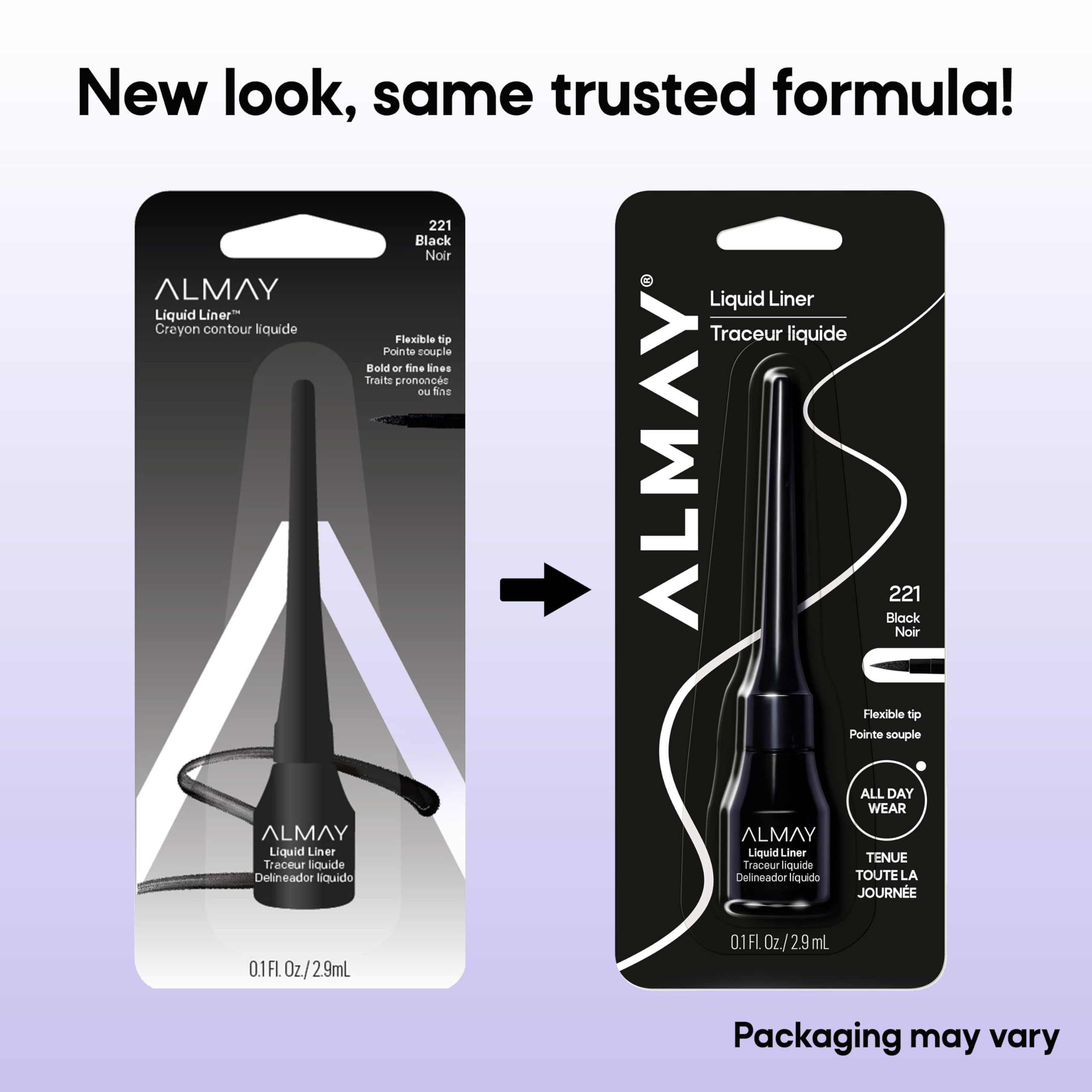 Almay delineador líquido probado oftalmológicamente para ojos sensibles.
