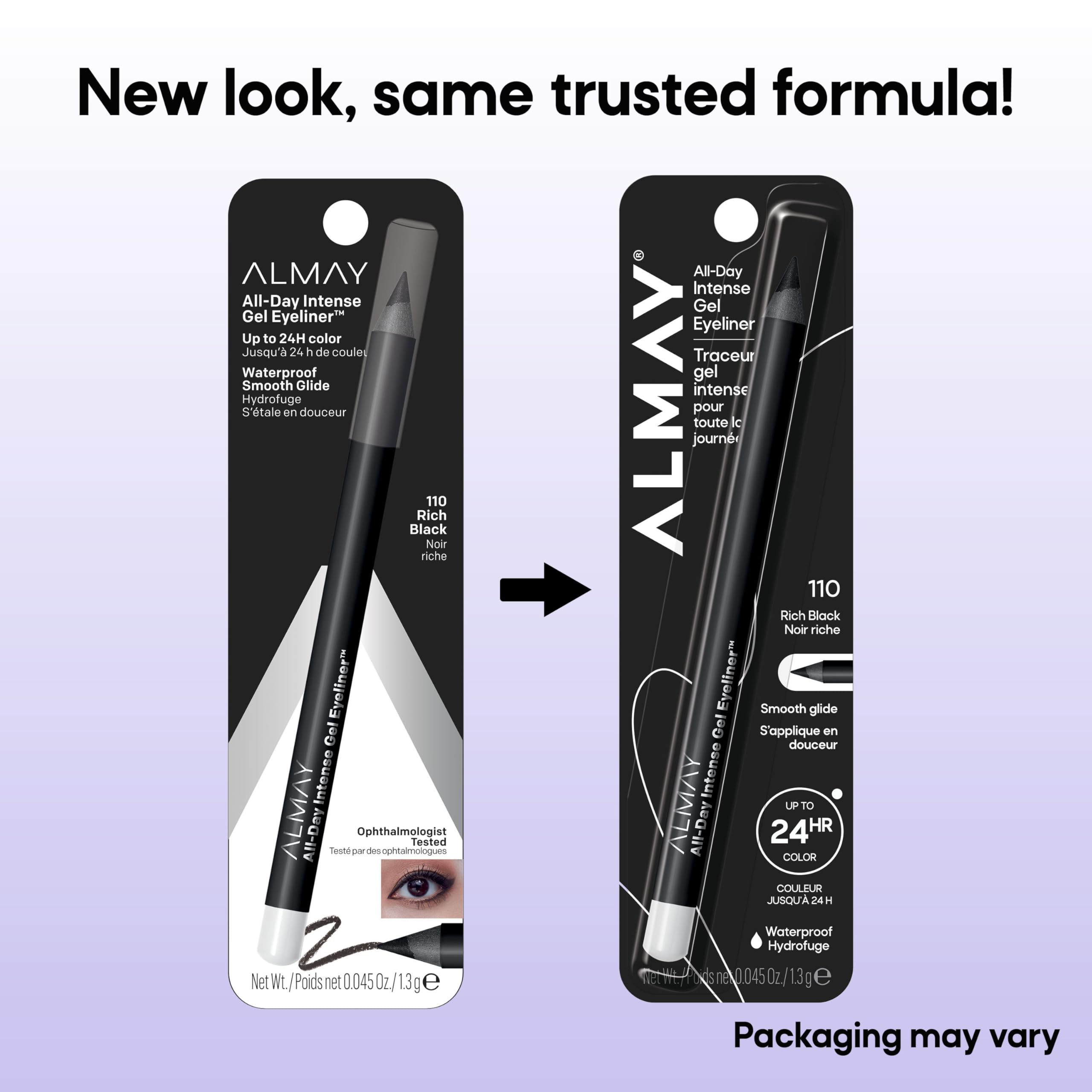 Almay Gel Eyeliner fórmula sin parabenos ftalatos y SLS para ojos sensibles