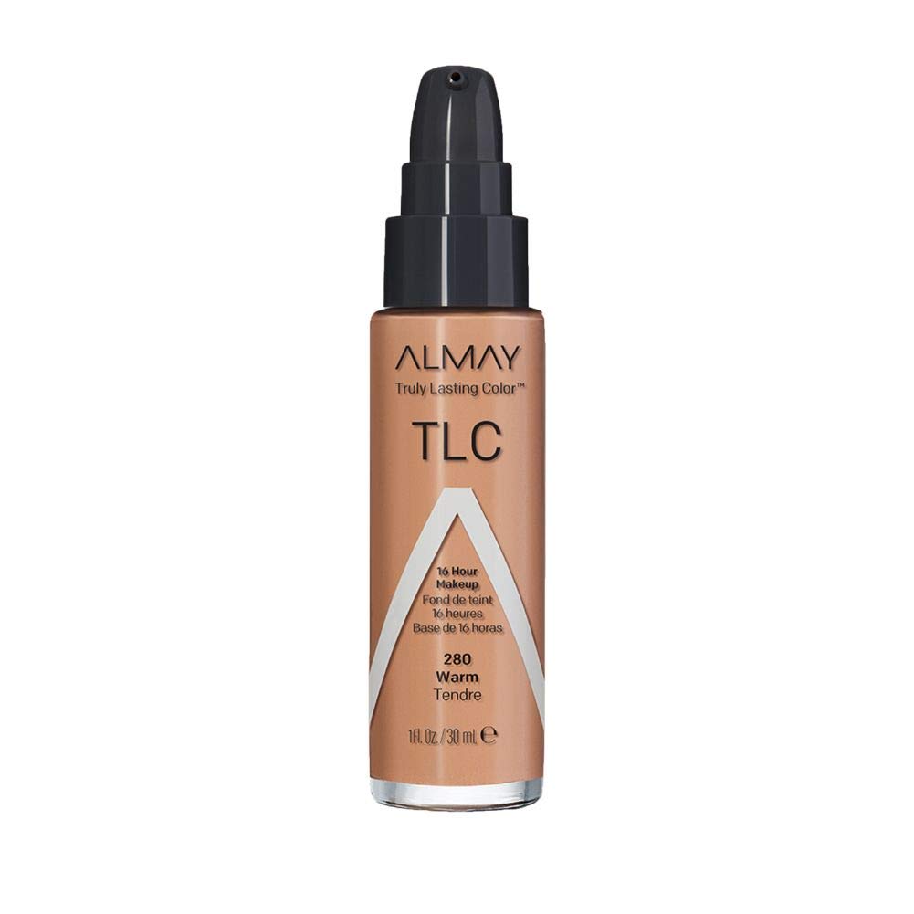 Almay Liquid Foundation bottle showing truly lasting color for all-day wear.