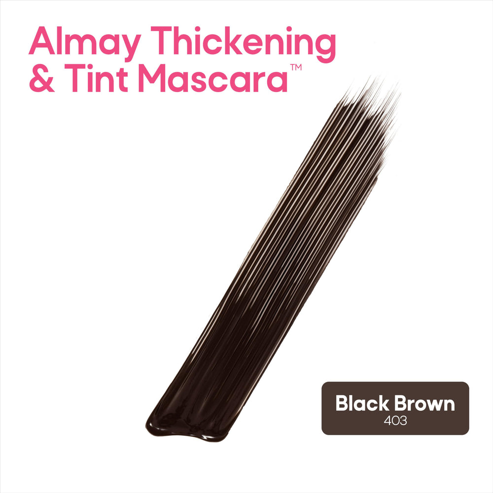 Almay Thickening & Tint Mascara, proporciona volumen inmediato en pestañas.