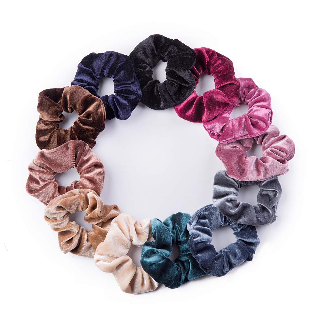 ALMHH gomas de terciopelo, 12 tonos, perfectas para recoger el cabello con estilo.