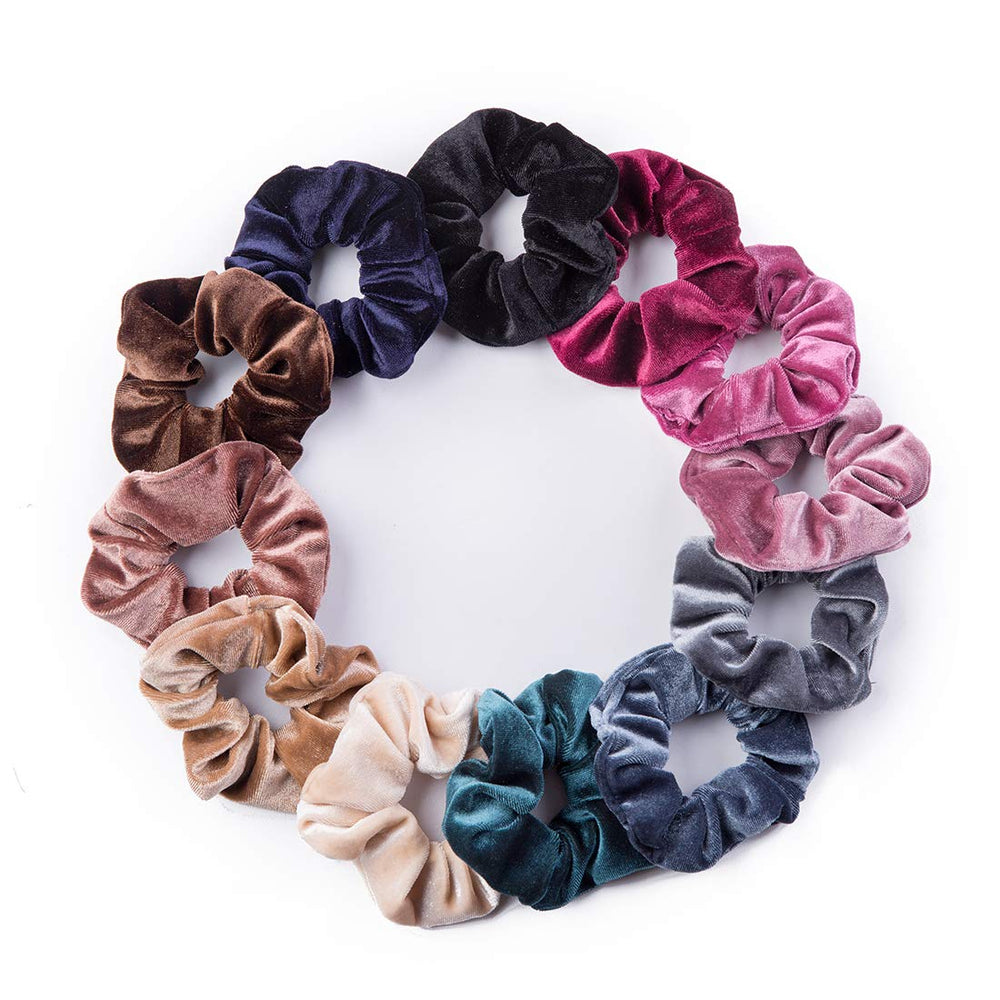 ALMHH gomas de terciopelo, 12 tonos, perfectas para recoger el cabello con estilo.