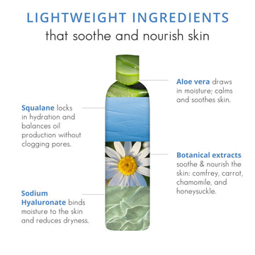 Almond Clear avec aloe vera et extraits botaniques pour apaiser la peau.