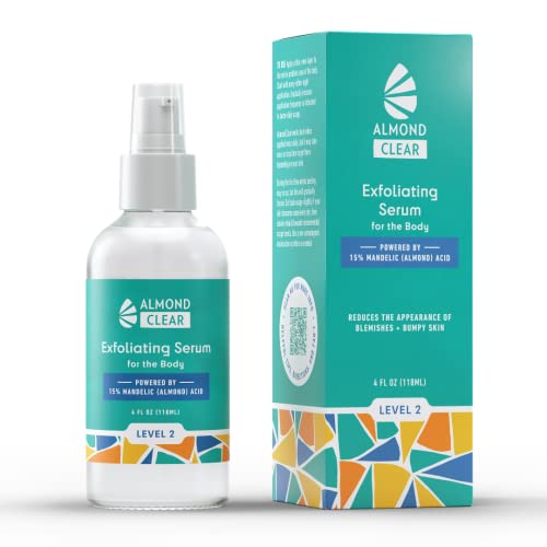 Almond Clear Nivel 2 Serum en bote dispensador para aplicación limpia en el cuerpo.