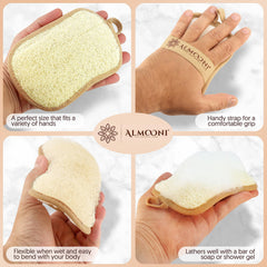 ALMOONI bow-tie loofah pad reversible sides for cleansing and oil removal