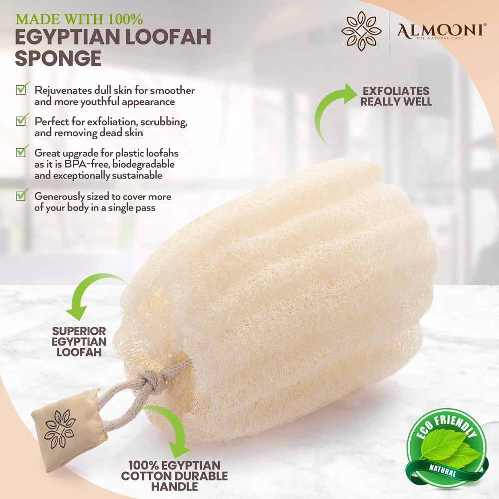 ALMOONI lufa egipcia con fibras gruesas para espuma abundante.