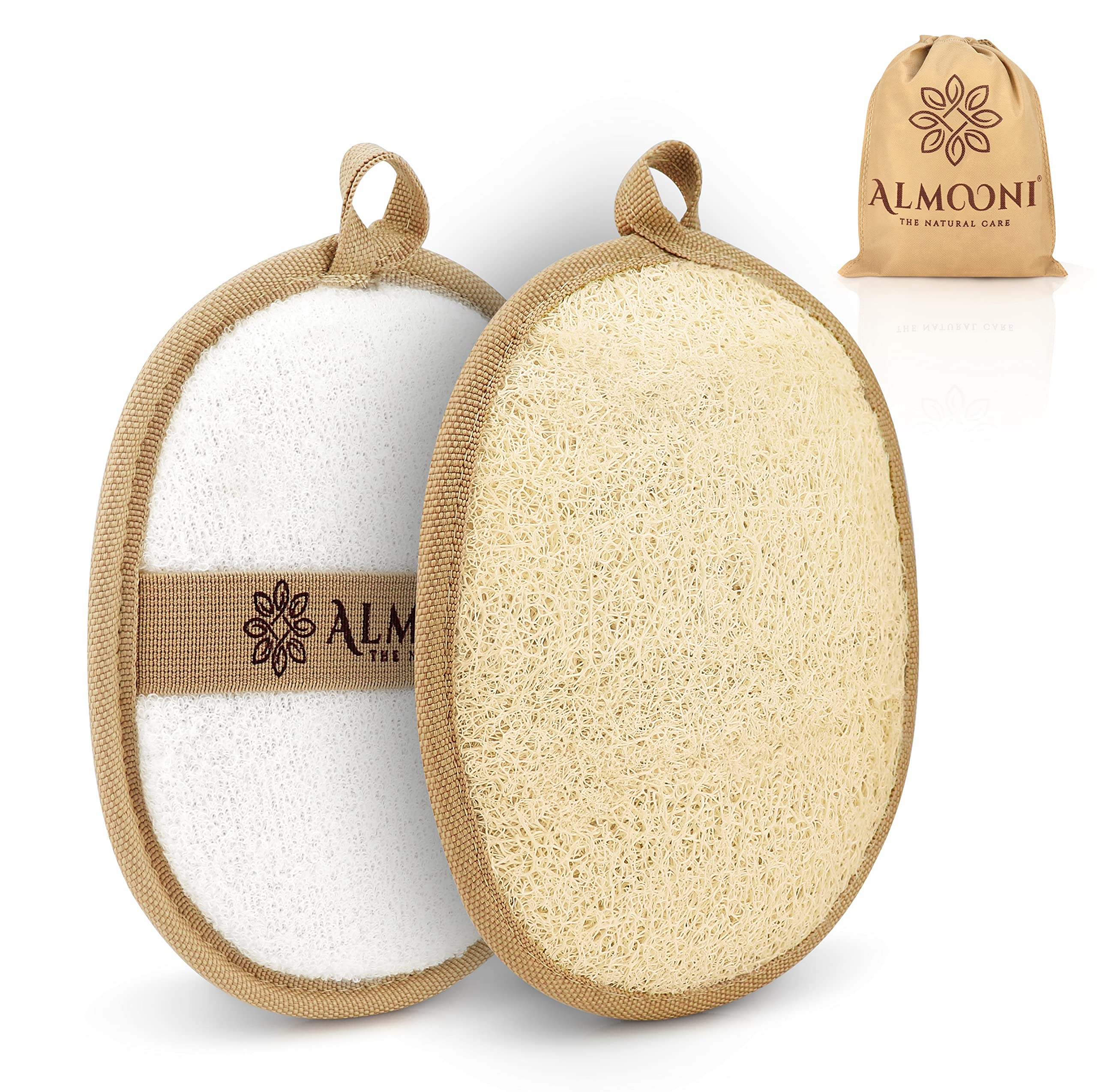 ALMOONI lufa exfoliante natural para cuerpo, piel suave y limpia tras la ducha