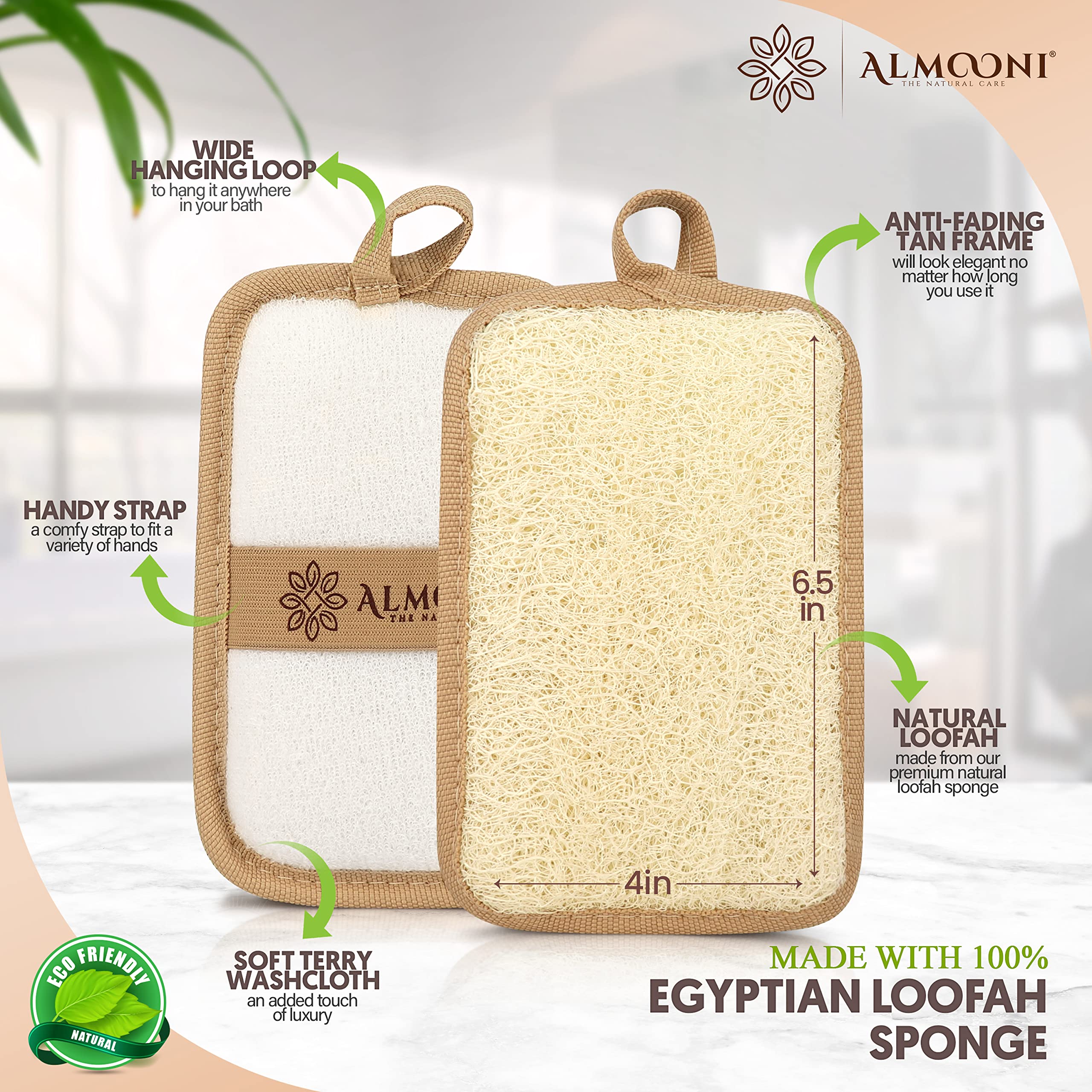 ALMOONI lufa exfoliante con textura ligera para exfoliar la piel