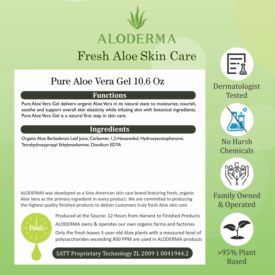 Aloderma gel Aloe 99%: absorción rápida para sensación de frescura.