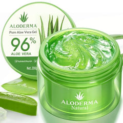 Aloderma Gel Aloe Vera, textura ligera y rápida absorción para uso diario.