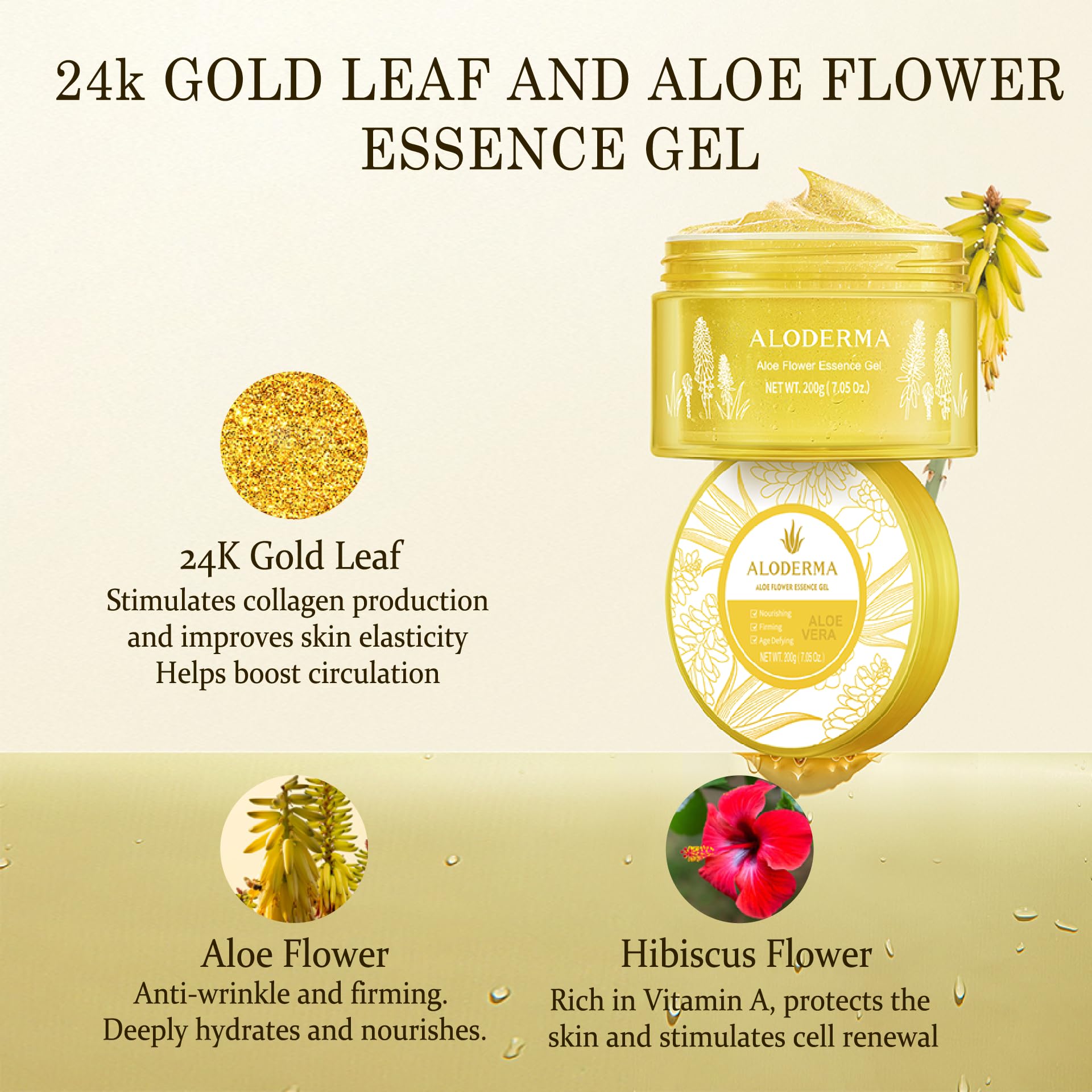 Aloderma textura gel aloe ligera se absorbe rápidamente.