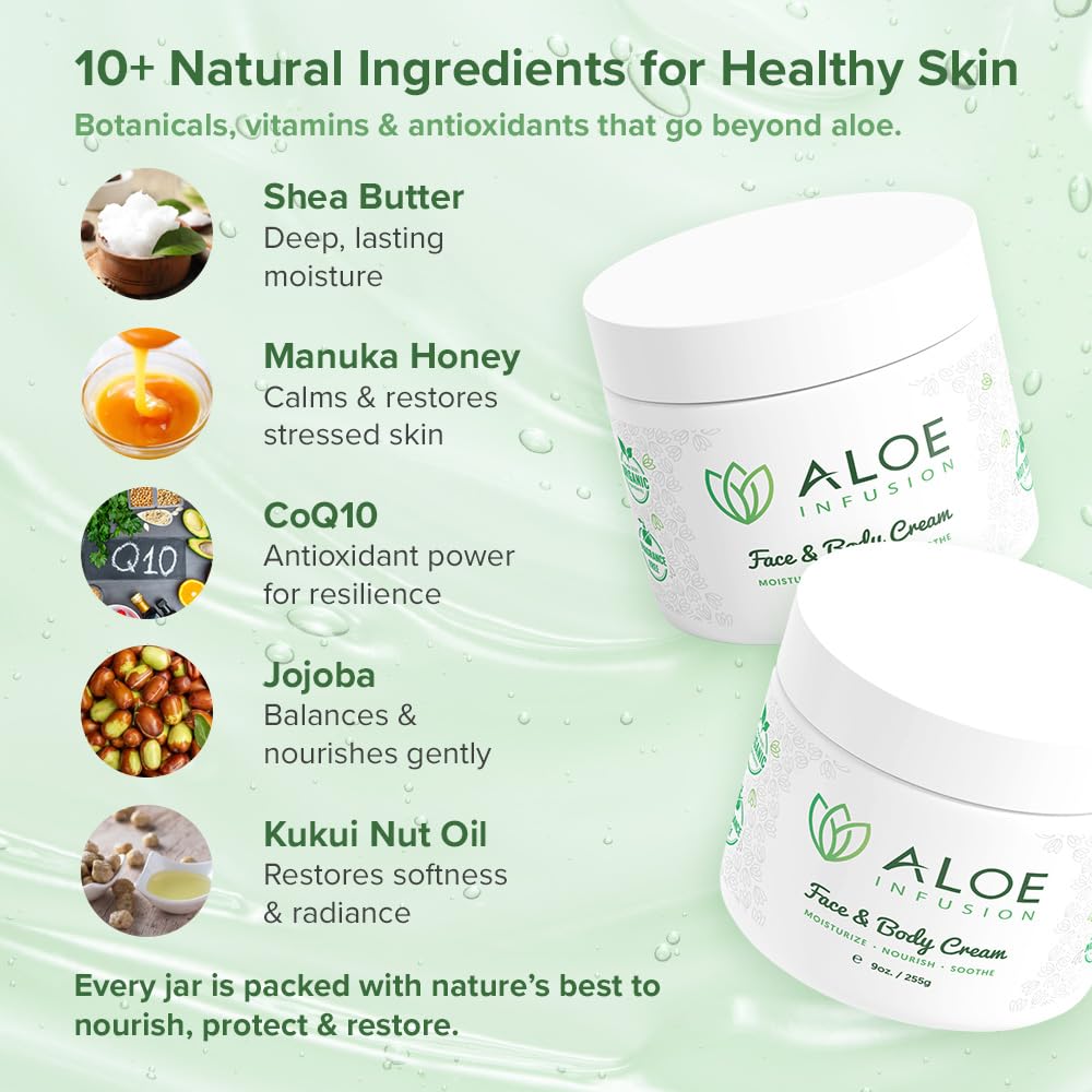 Aloe Infusion uso diario: crema facial y corporal en un solo producto.