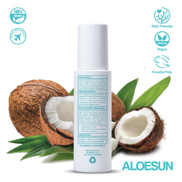 ALOESUN Aceite bronceador coco: hidratación prolongada y tono dorado.