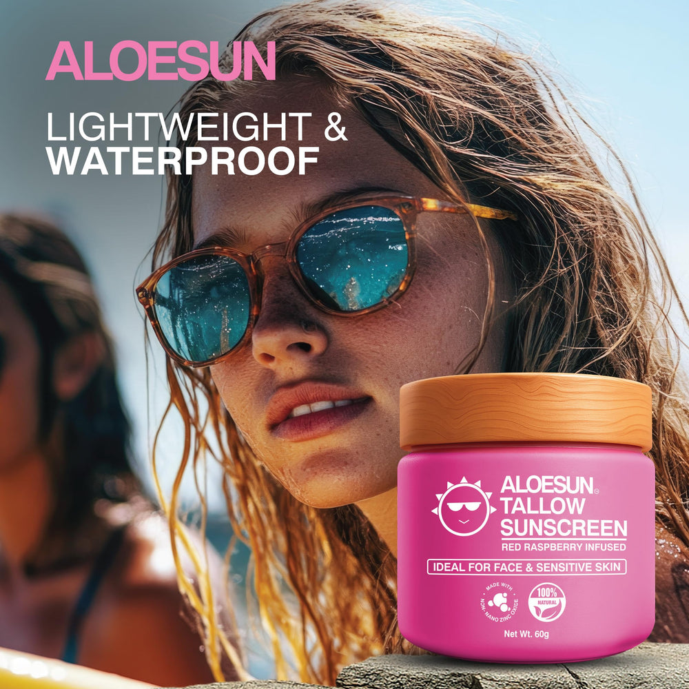 ALOESUN protector solar en envase de viaje; tamaño compacto