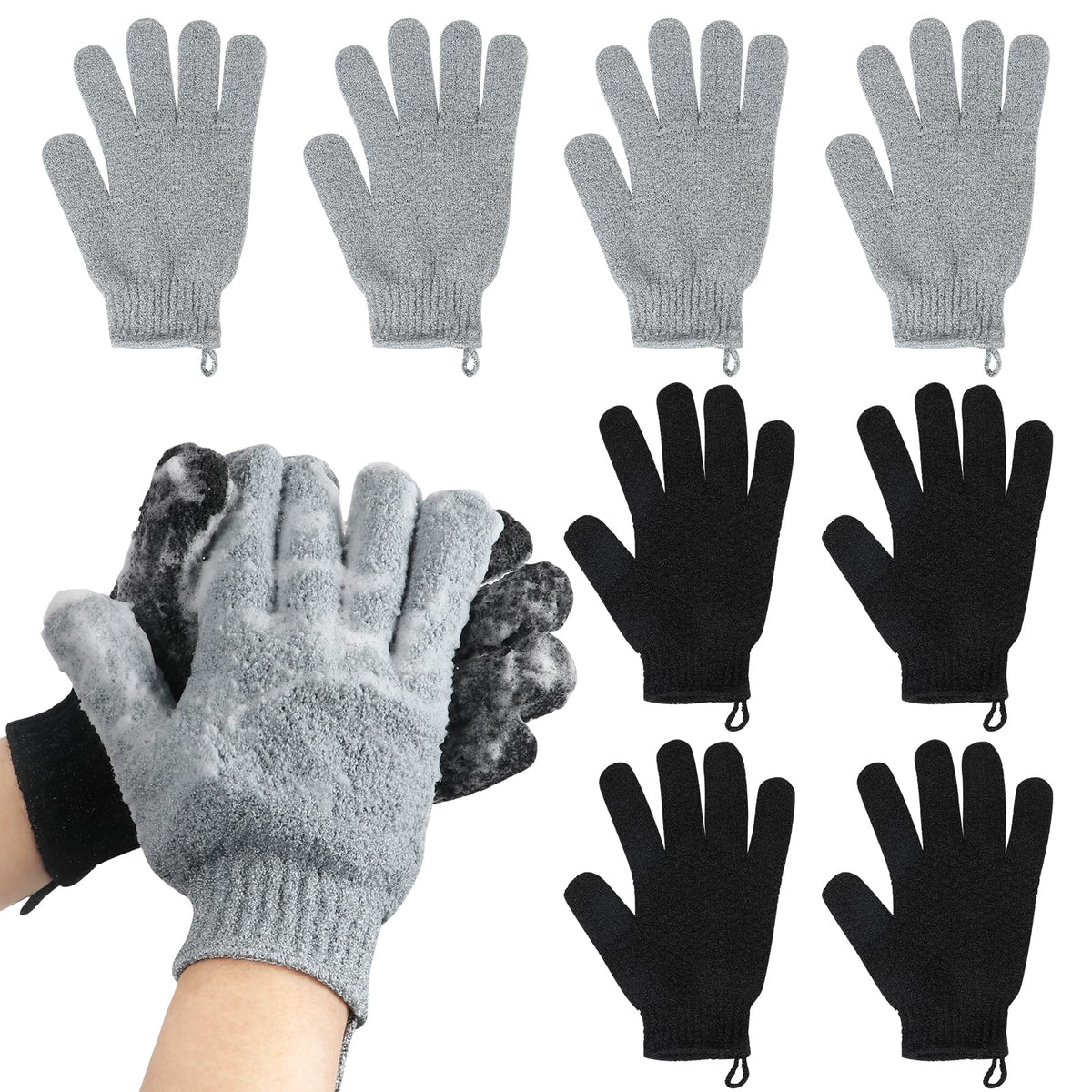 Guantes exfoliantes Alotpower de dos caras para manos grandes, exfolian y suavizan la piel