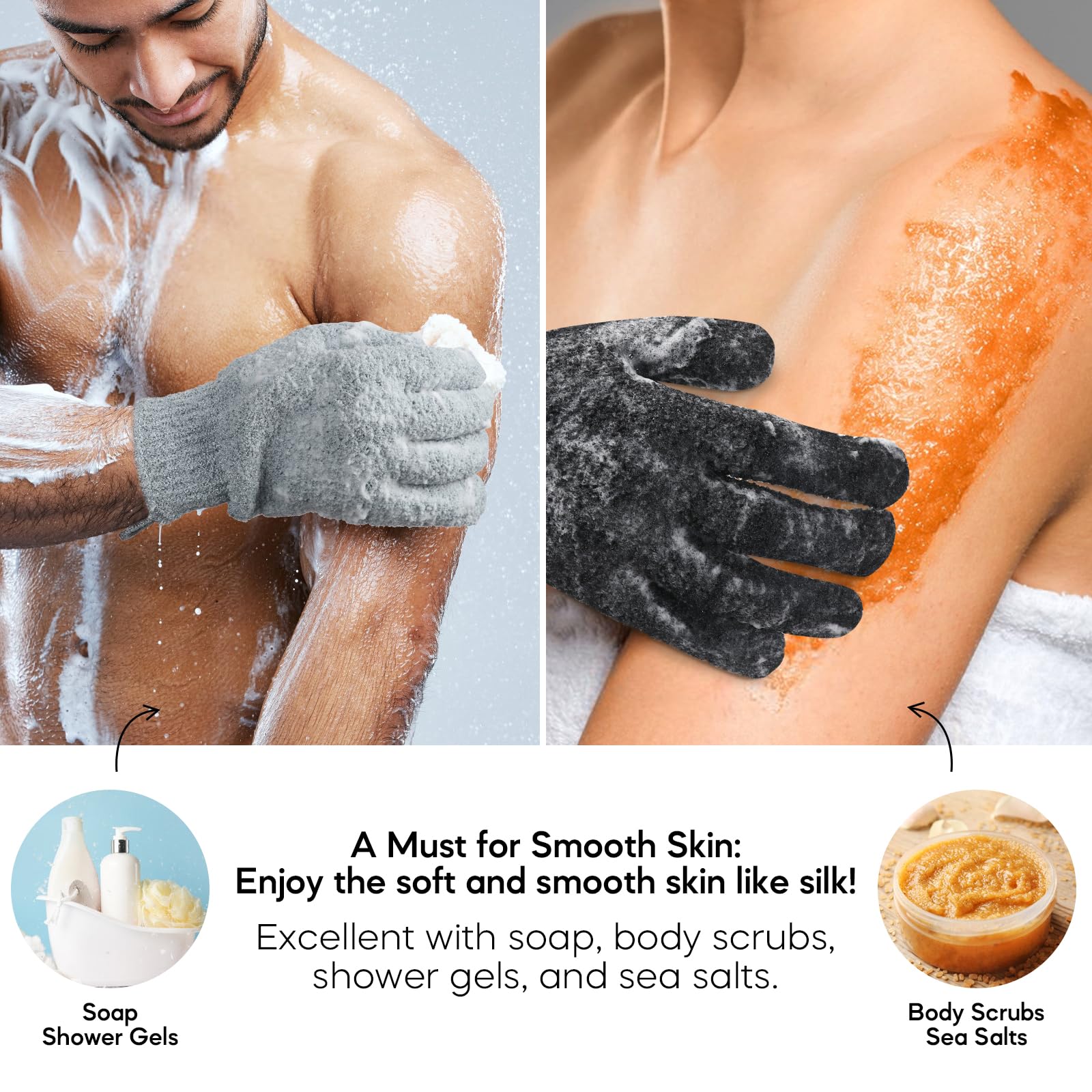 Textura doble de Alotpower para exfoliar y limpiar durante la ducha