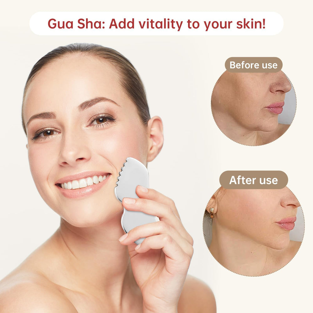 ALOYGUZ gua sha detalle ojos y pómulos, estimula la circulación y reduce tensiones