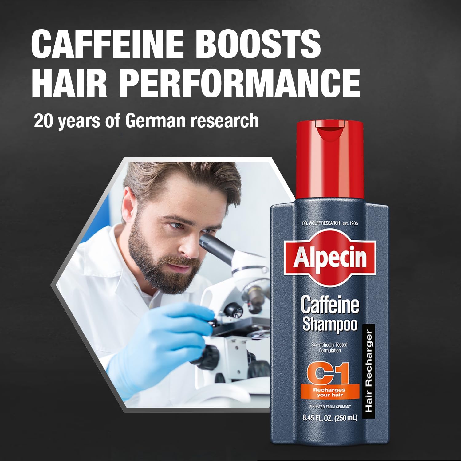 Alpecin C1 champú cafeína acción para mayor volumen capilar.
