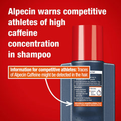 Alpecin shampoo closeup showing thicker hair feel after use.