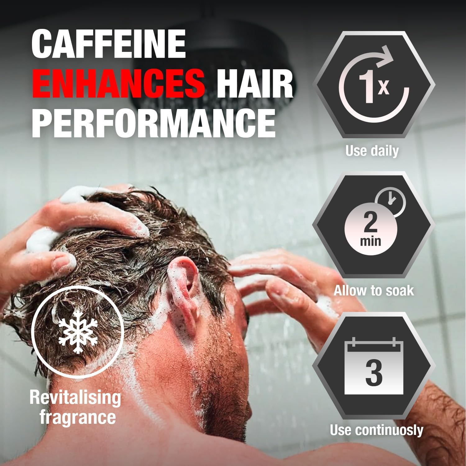 Alpecin tónico postlavado cafeína efecto revitalizante en el cuero cabelludo.