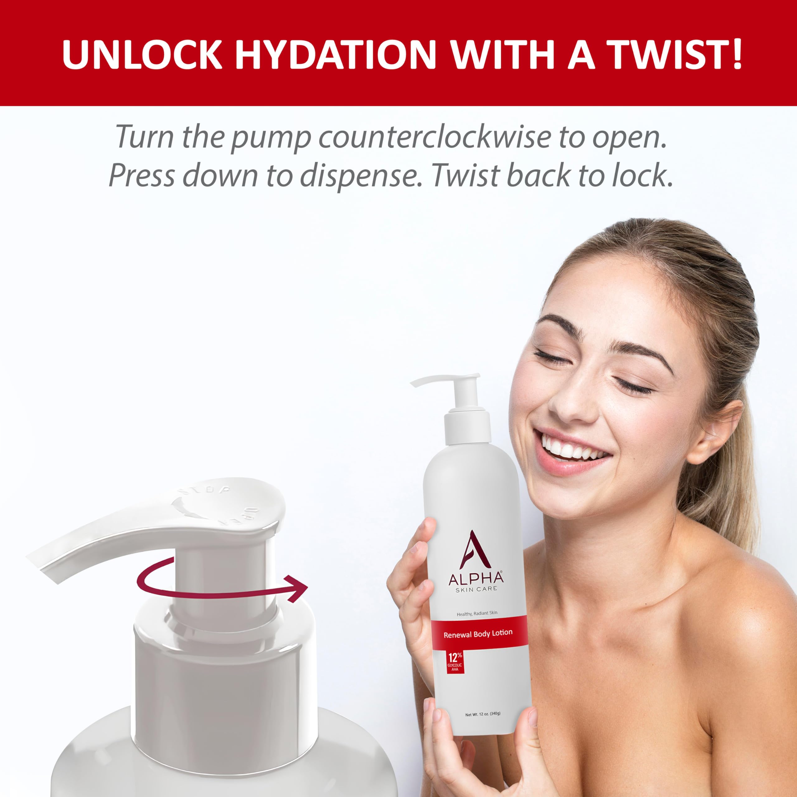Envase minimalista de Alpha Skin Care para rutina diaria.