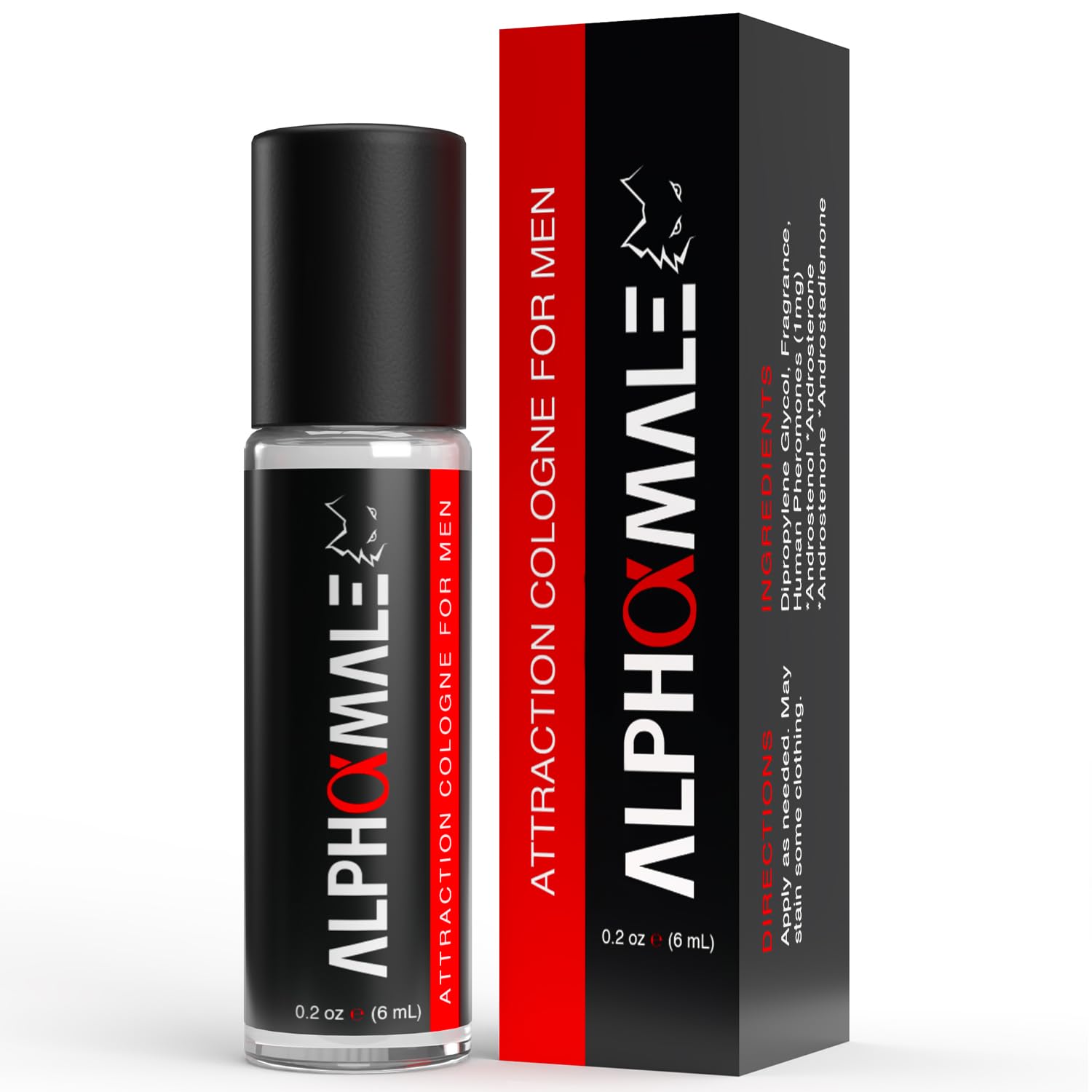 AlphaMale colonia feromonas en botella de vidrio, aroma de larga duración