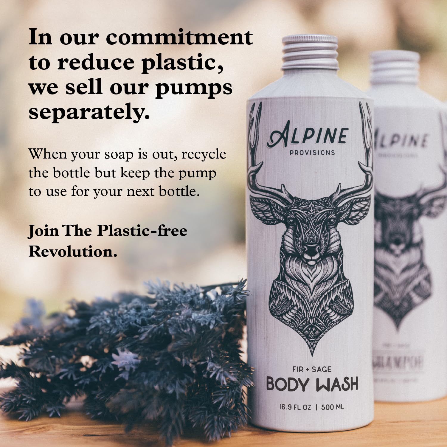 Alpine Provisions champú, experiencia spa en casa para cabello revitalizado.