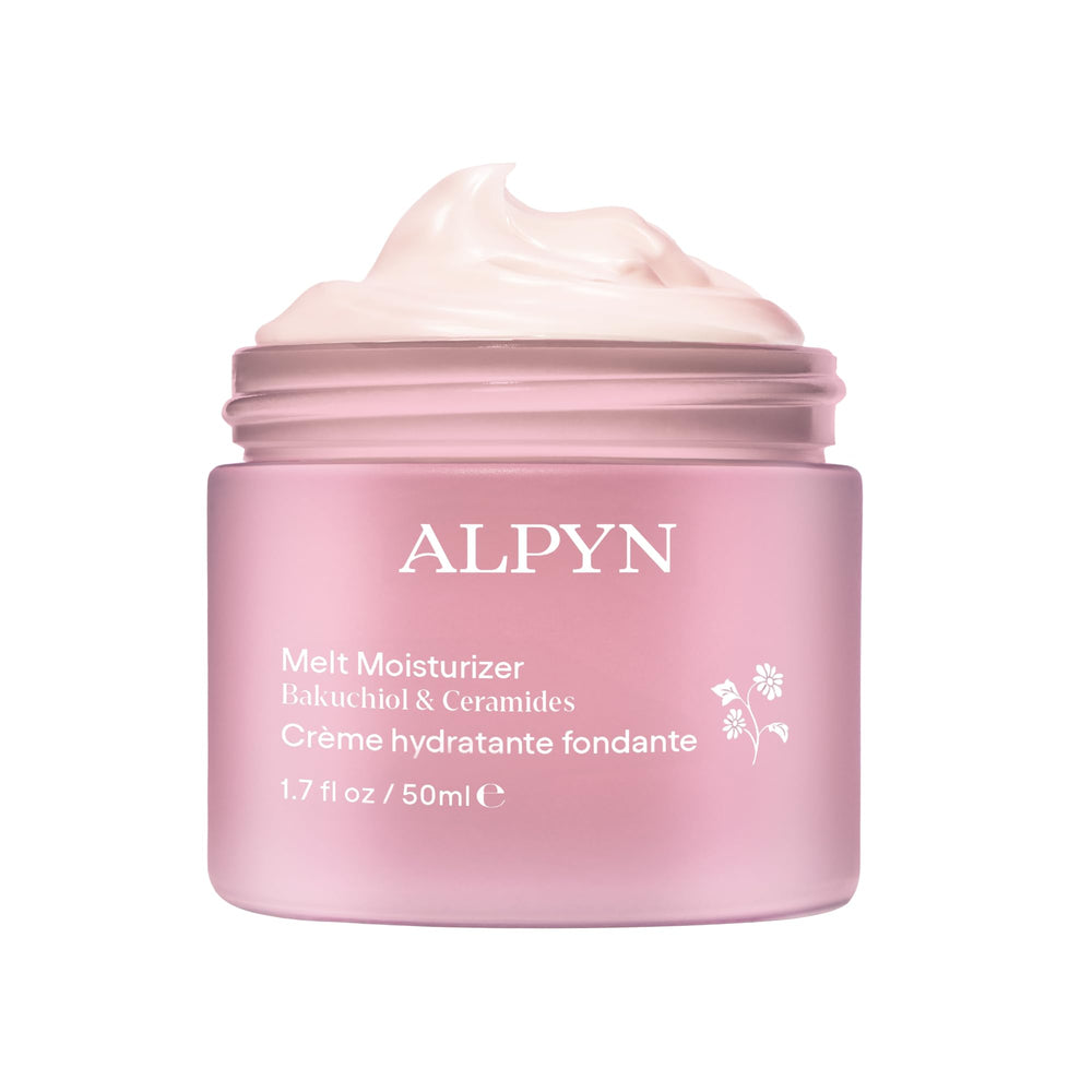 ALPYN Melt Moisturizer muestra textura aterciopelada para un acabado suave y listo para maquillaje.