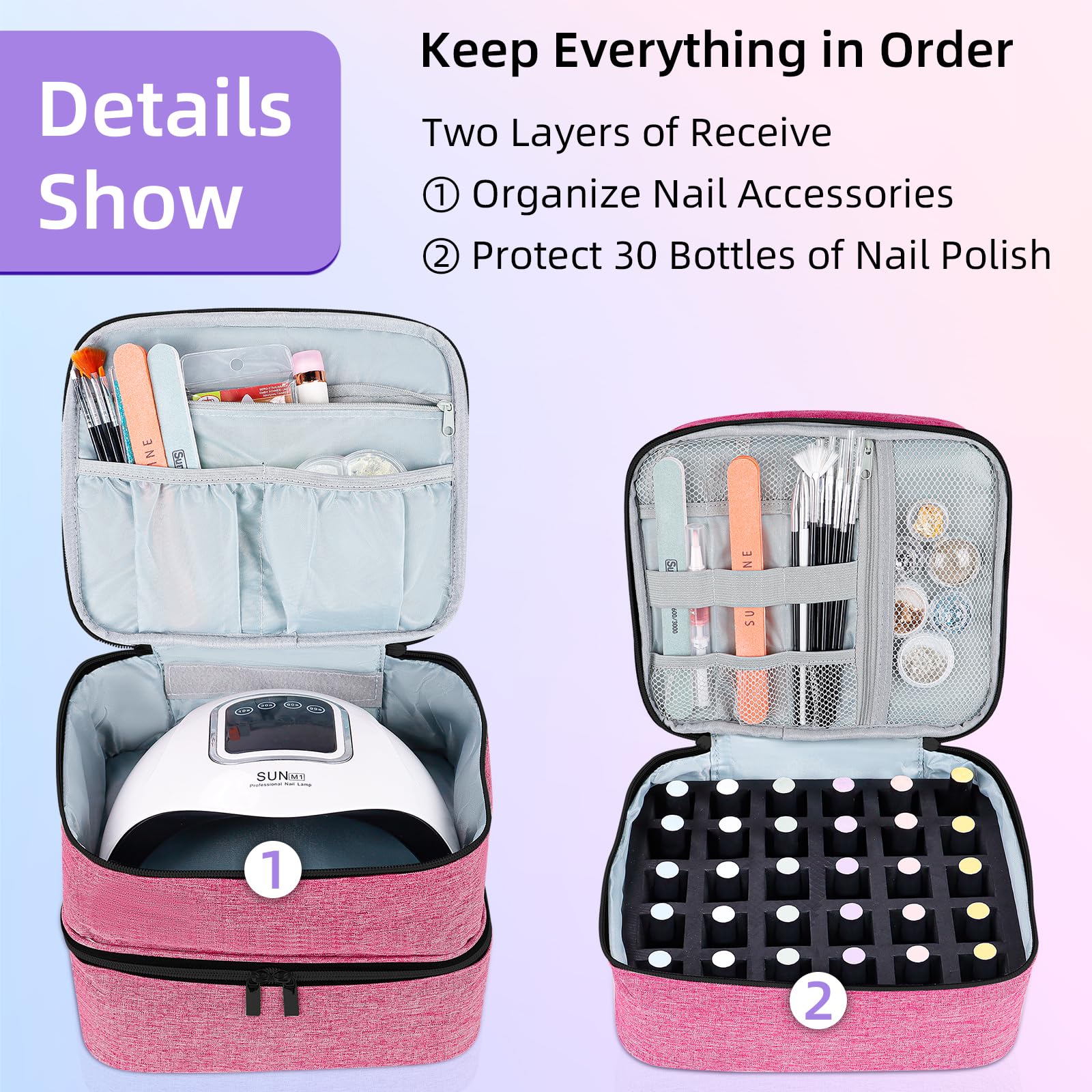 ALSLEA organizador esmaltes, asa superior para transporte diario.