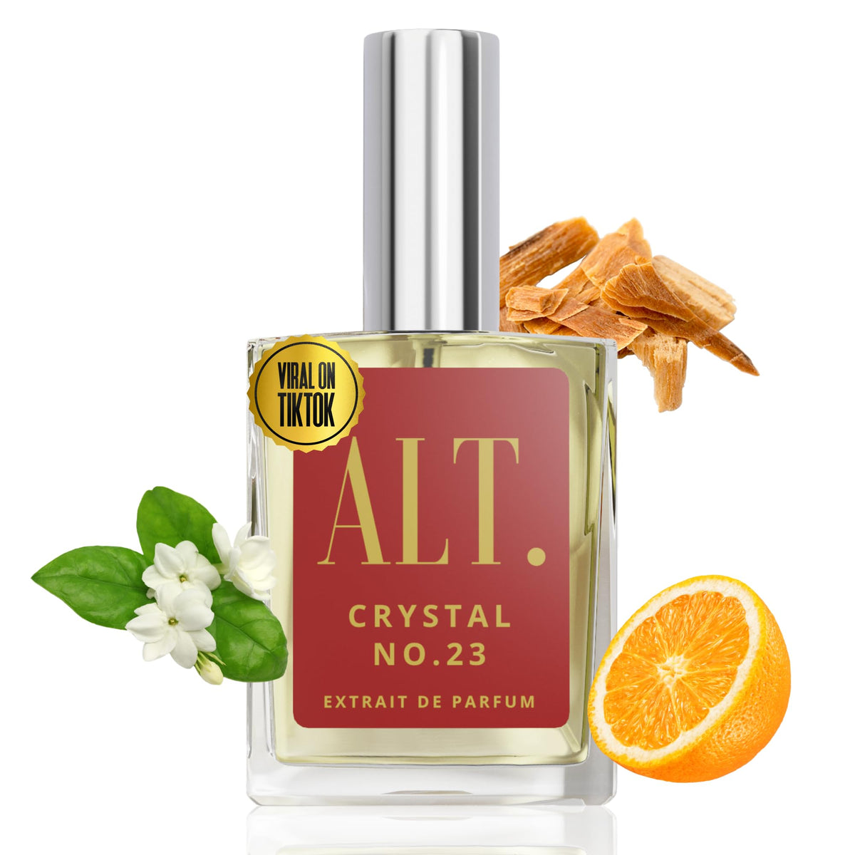 ALT Crystal 23: botella elegante que entrega aroma duradero y lujoso.