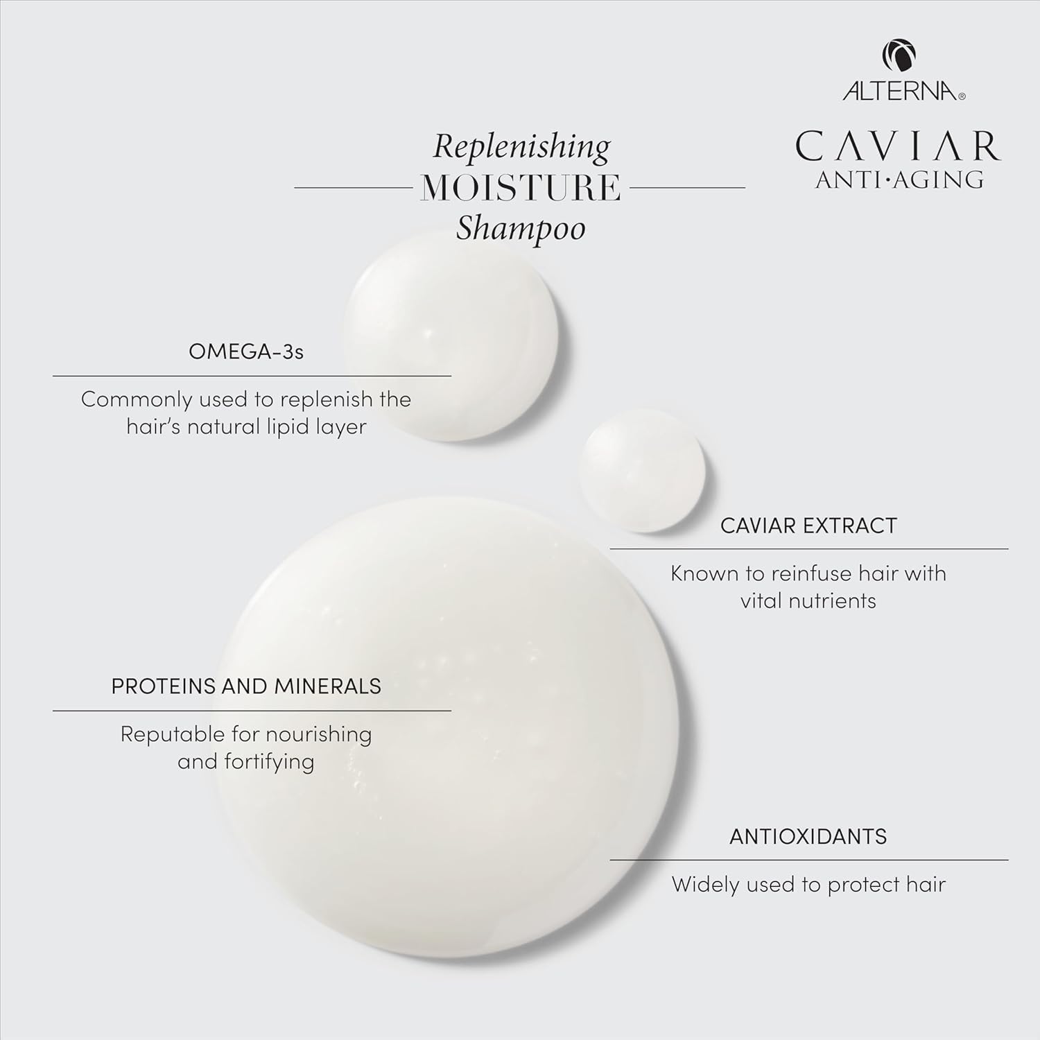 Ingrediente omega-3 de Alterna Caviar, detalle nutritivo para cada hebra.