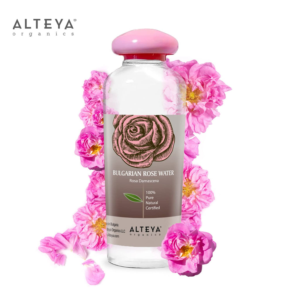 Alteya Organics eau de rose distillation vapeur bulgarie, parfum léger et pureté naturelle.