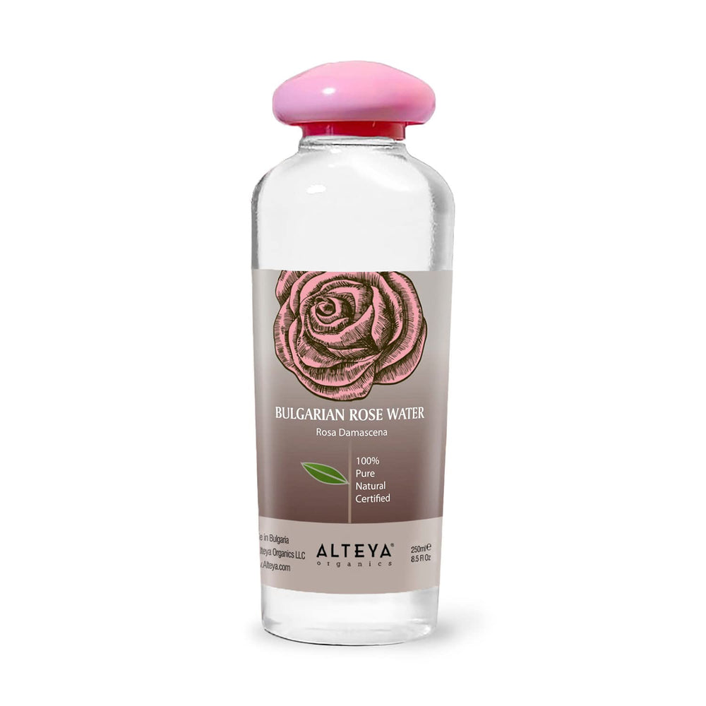 Alteya Organics eau de rose tonique-visage, flacon, hydratation douce pour toute peau.