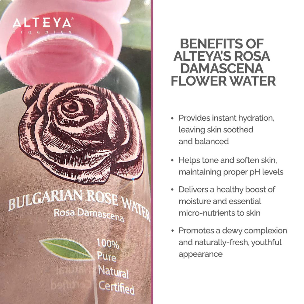 Alteya Organics utilisation quotidienne: brume rafraîchissante pour un effet hydratant léger.