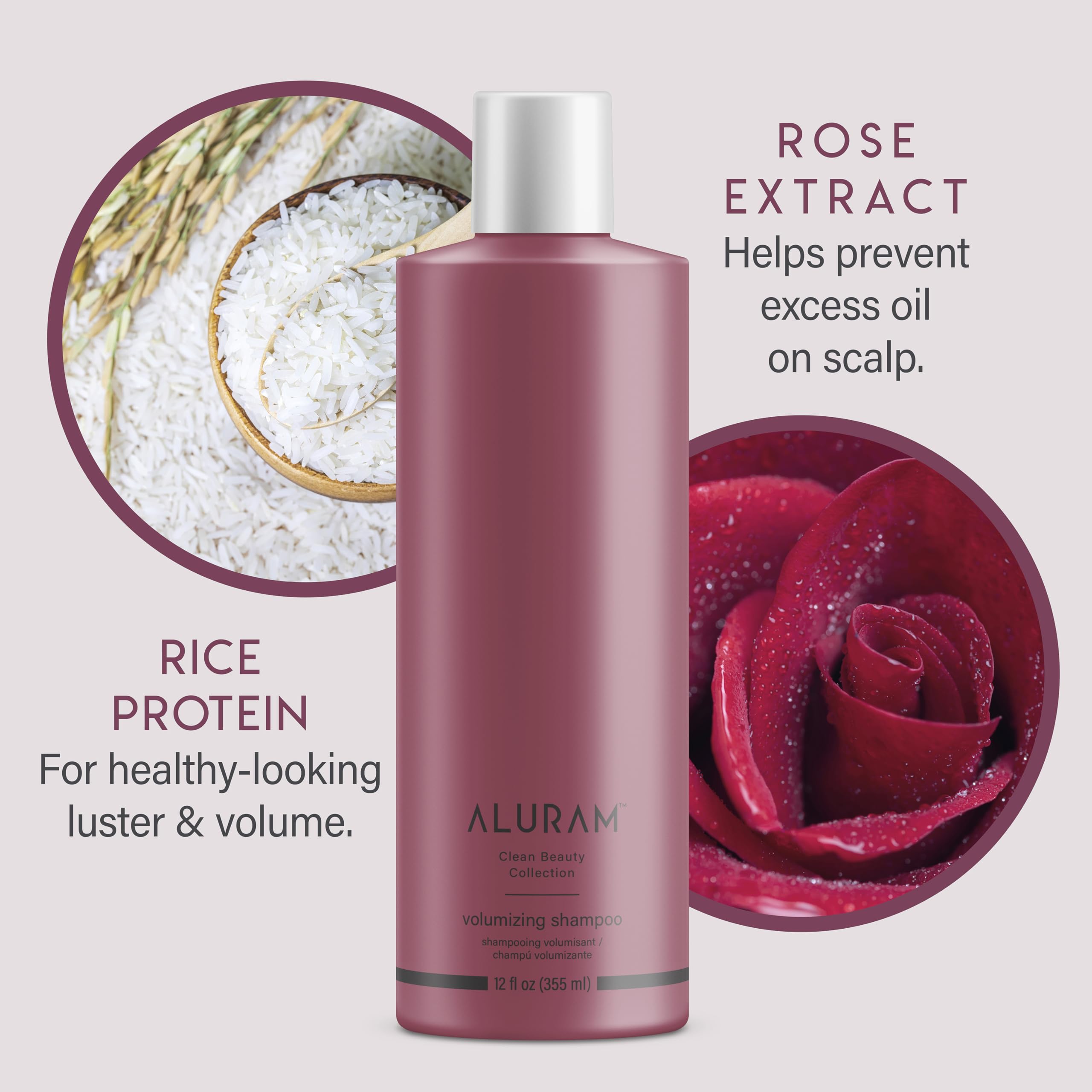 ALURAM Volumizing Shampoo botanicals with rice protein and rose extract