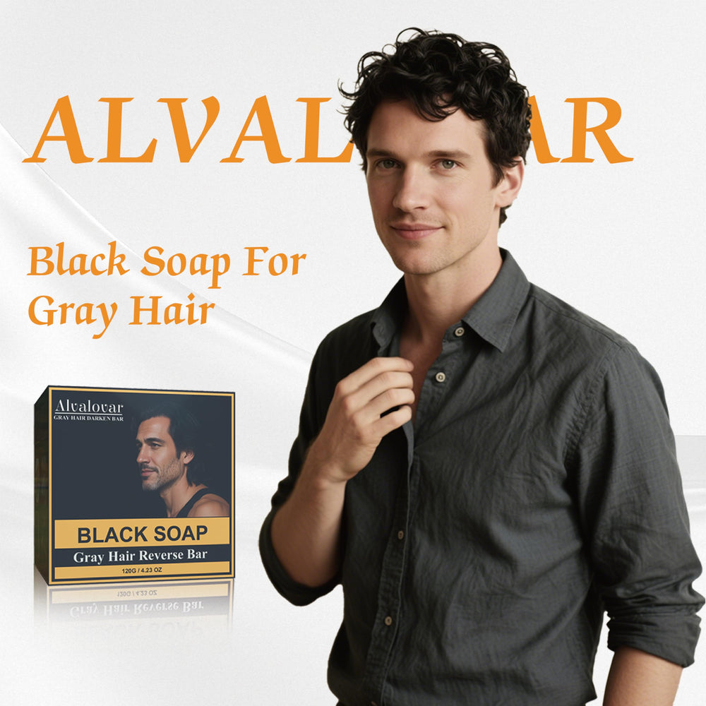 Alvalovar jabón para cabello negro, color natural y brillo